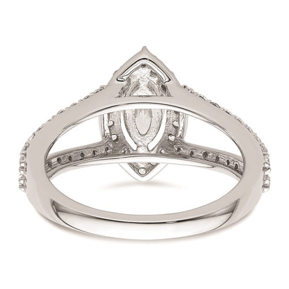 0.50ct. CZ Solid Real 14K White Gold Marquise Halo Engagement Ring
