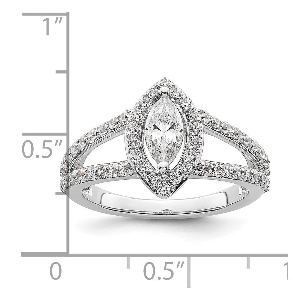 0.50ct. CZ Solid Real 14K White Gold Marquise Halo Engagement Ring