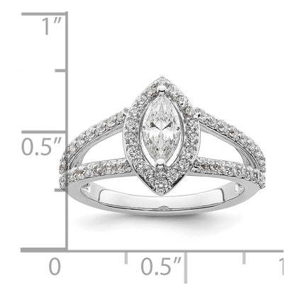 0.50ct. CZ Solid Real 14K White Gold Marquise Halo Engagement Ring