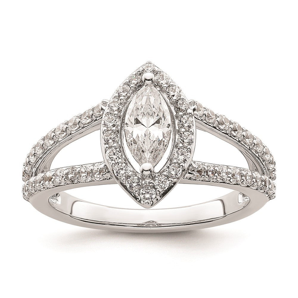 0.50ct. CZ Solid Real 14K White Gold Marquise Halo Engagement Ring
