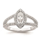 0.50ct. CZ Solid Real 14K White Gold Marquise Halo Engagement Ring