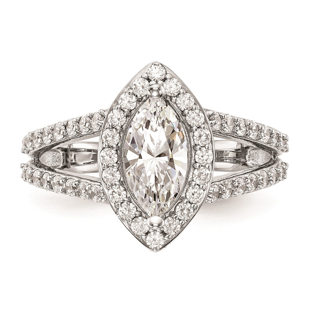 1.00ct. CZ Solid Real 14K White Gold Marquise Halo Engagement Ring
