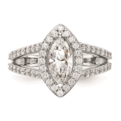 1.00ct. CZ Solid Real 14K White Gold Marquise Halo Engagement Ring