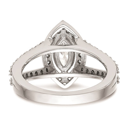 1.00ct. CZ Solid Real 14K White Gold Marquise Halo Engagement Ring