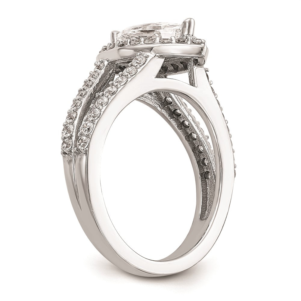 1.00ct. CZ Solid Real 14K White Gold Marquise Halo Engagement Ring