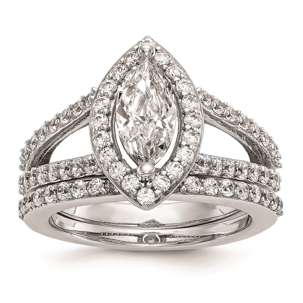 1.00ct. CZ Solid Real 14K White Gold Marquise Halo Engagement Ring