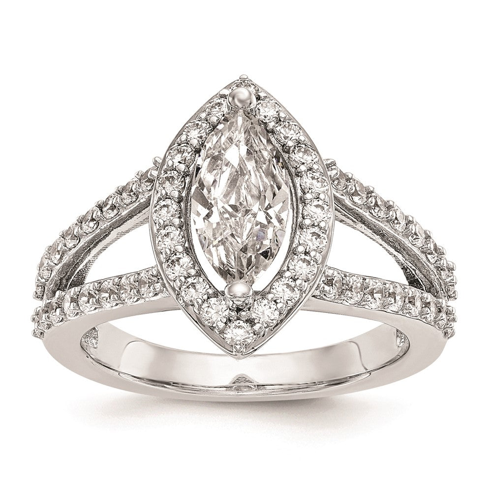 1.00ct. CZ Solid Real 14K White Gold Marquise Halo Engagement Ring