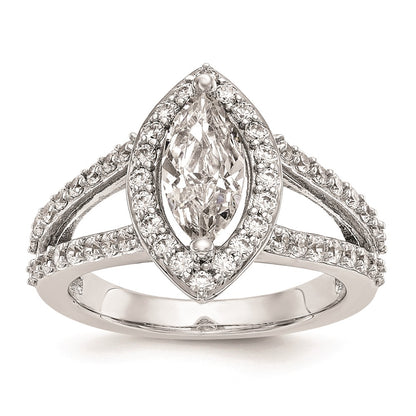 1.00ct. CZ Solid Real 14K White Gold Marquise Halo Engagement Ring