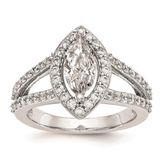 1.00ct. CZ Solid Real 14K White Gold Marquise Halo Engagement Ring