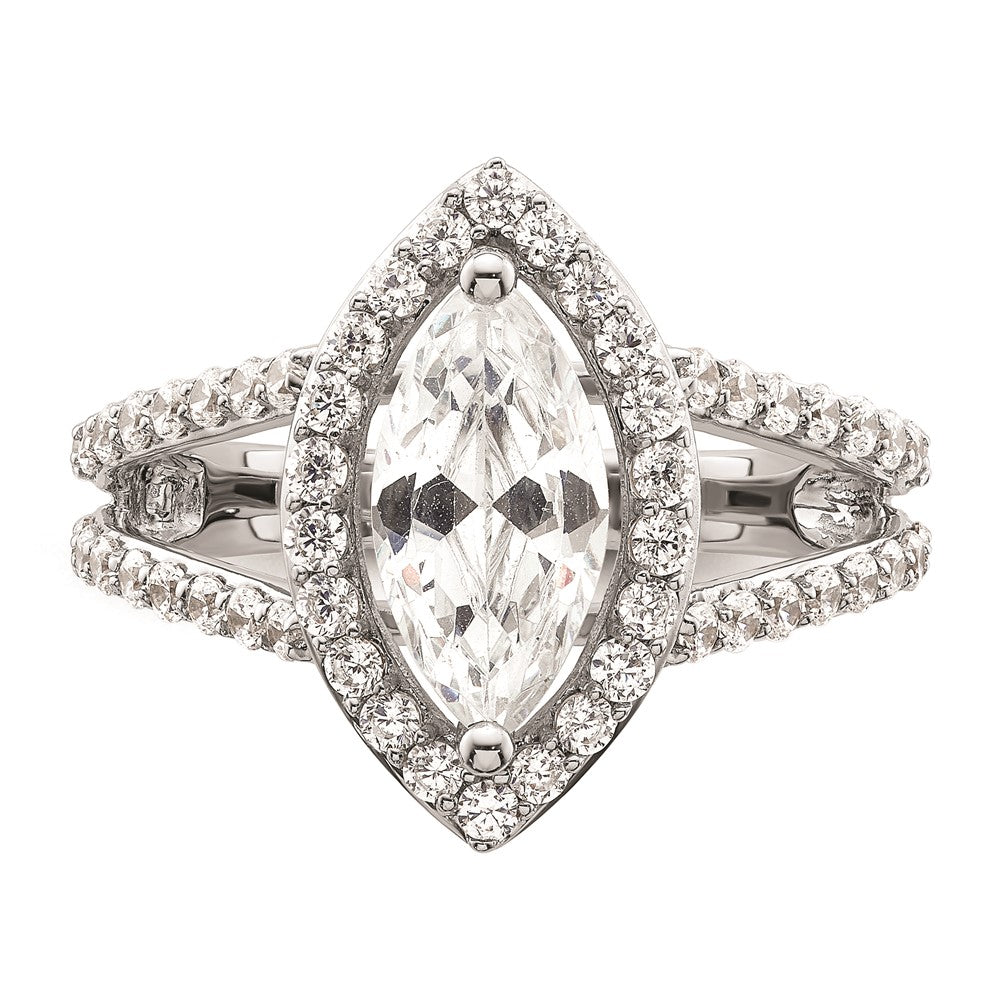 2.00ct. CZ Solid Real 14K White Gold Marquise Halo Engagement Ring