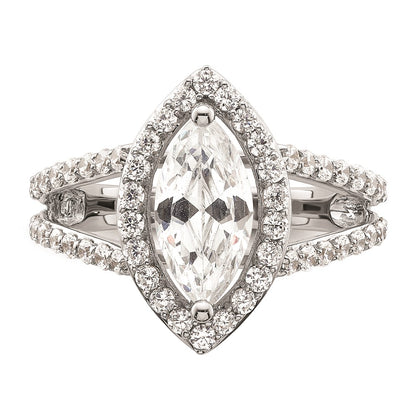 2.00ct. CZ Solid Real 14K White Gold Marquise Halo Engagement Ring