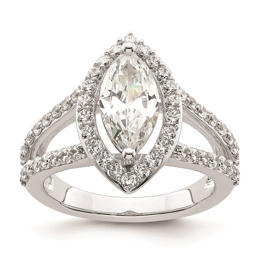 2.00ct. CZ Solid Real 14K White Gold Marquise Halo Engagement Ring