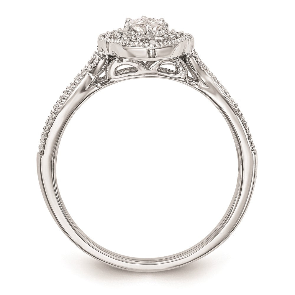 0.38ct. CZ Solid Real 14K White Gold Marquise Halo Engagement Ring