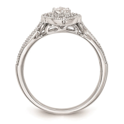 0.38ct. CZ Solid Real 14K White Gold Marquise Halo Engagement Ring