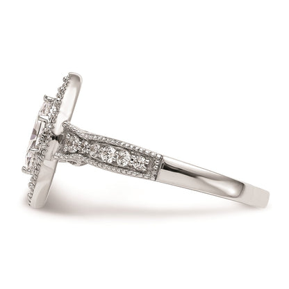 0.38ct. CZ Solid Real 14K White Gold Marquise Halo Engagement Ring