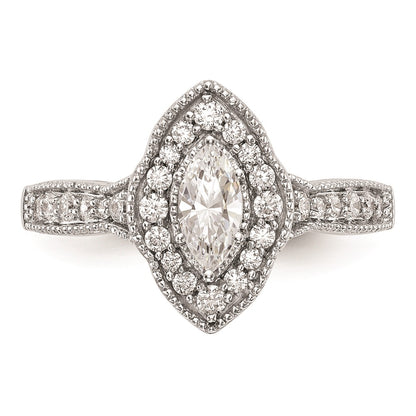 0.38ct. CZ Solid Real 14K White Gold Marquise Halo Engagement Ring