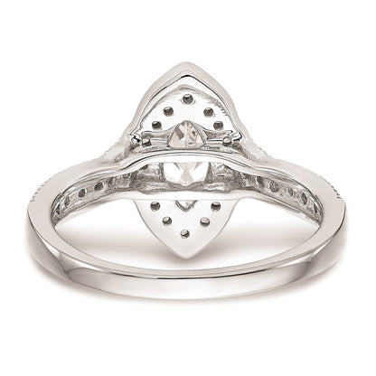 0.38ct. CZ Solid Real 14K White Gold Marquise Halo Engagement Ring