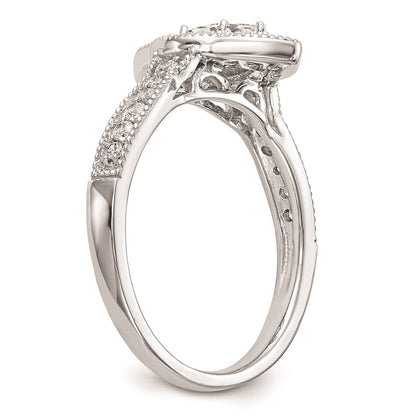 0.38ct. CZ Solid Real 14K White Gold Marquise Halo Engagement Ring