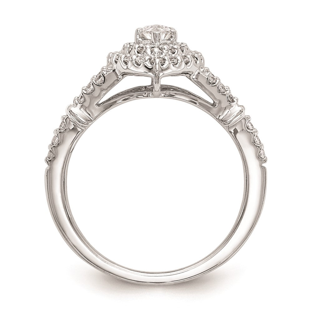 0.38ct. CZ Solid Real 14K White Gold Marquise Double Halo Engagement Ring