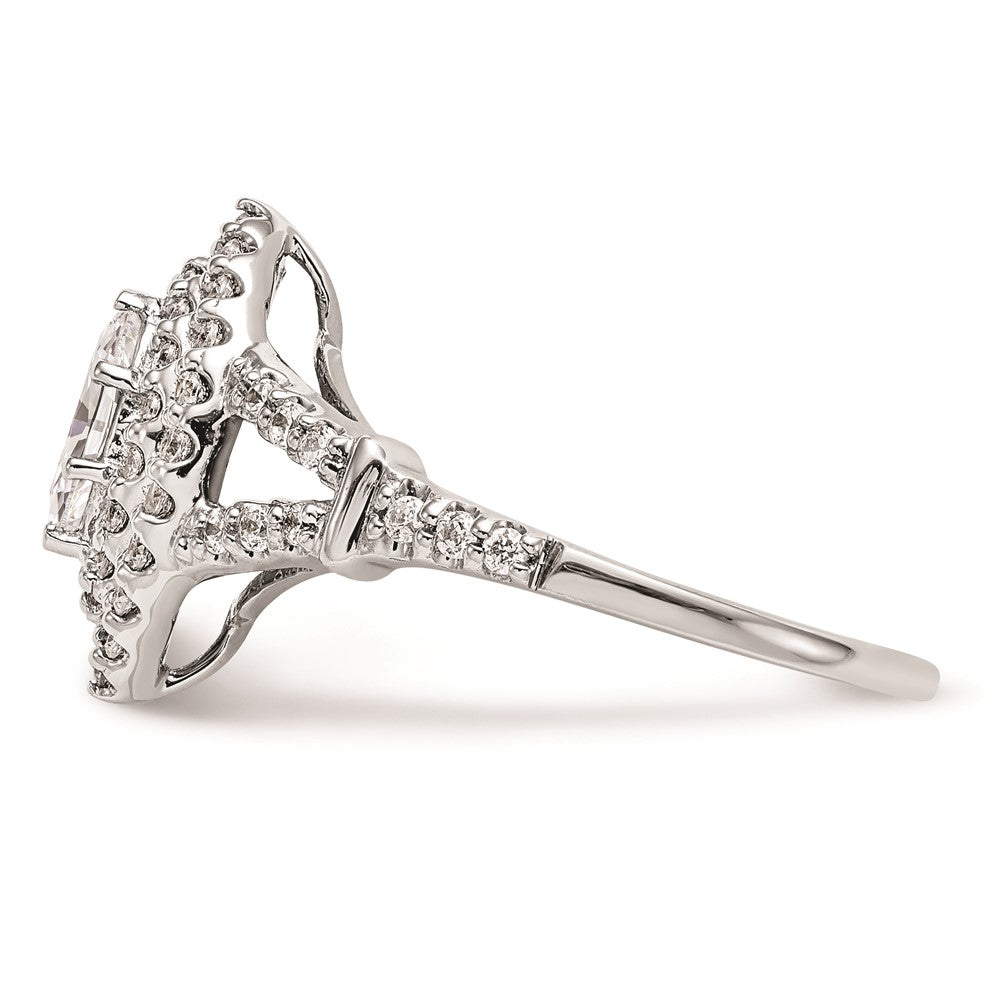 0.38ct. CZ Solid Real 14K White Gold Marquise Double Halo Engagement Ring
