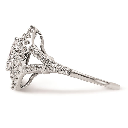0.38ct. CZ Solid Real 14K White Gold Marquise Double Halo Engagement Ring