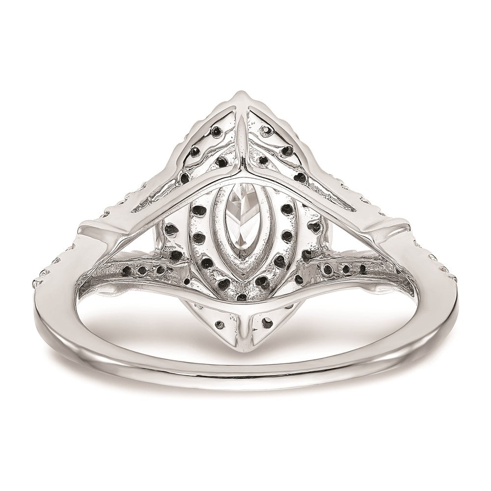 0.38ct. CZ Solid Real 14K White Gold Marquise Double Halo Engagement Ring