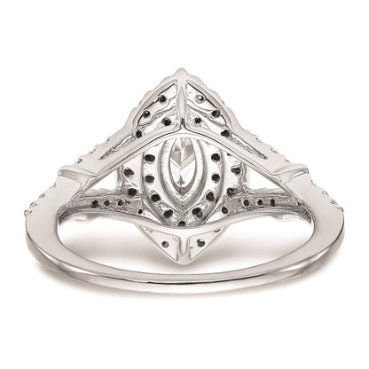 0.38ct. CZ Solid Real 14K White Gold Marquise Double Halo Engagement Ring