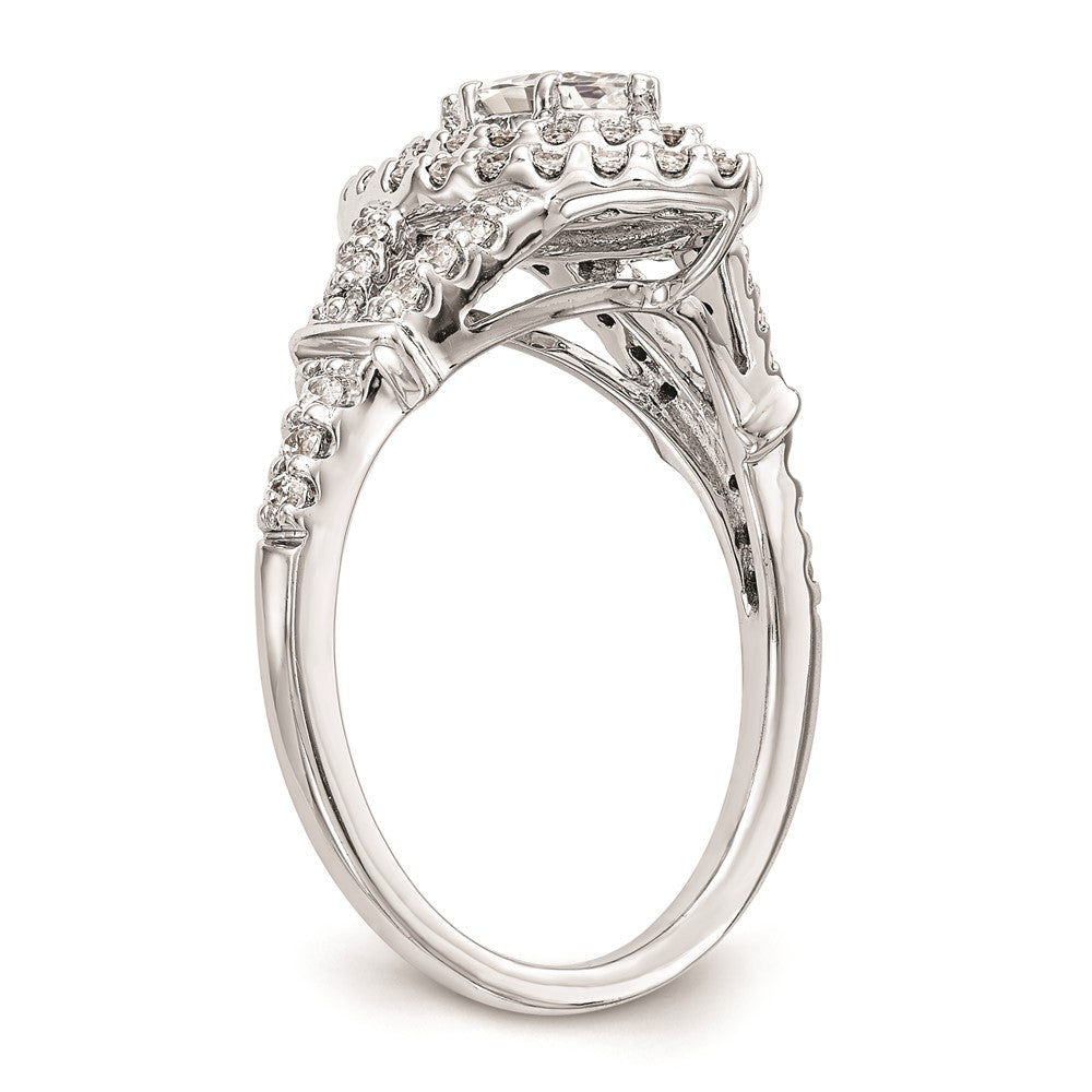 0.38ct. CZ Solid Real 14K White Gold Marquise Double Halo Engagement Ring