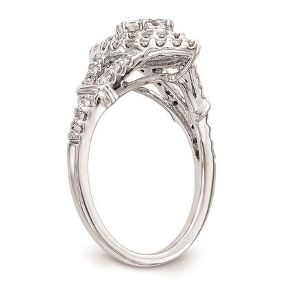0.38ct. CZ Solid Real 14K White Gold Marquise Double Halo Engagement Ring