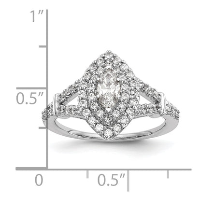 0.38ct. CZ Solid Real 14K White Gold Marquise Double Halo Engagement Ring