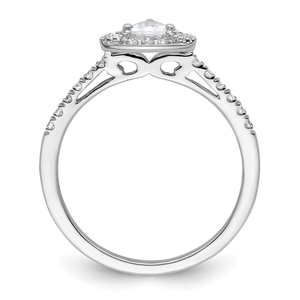0.25ct. CZ Solid Real 14K White Gold Trillion Halo Engagement Ring