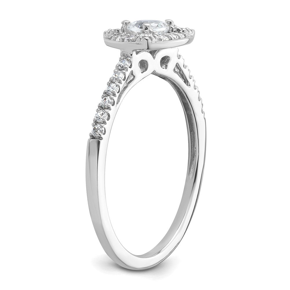 0.25ct. CZ Solid Real 14K White Gold Trillion Halo Engagement Ring