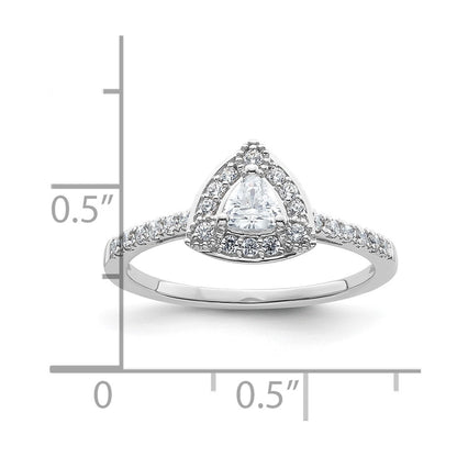 0.25ct. CZ Solid Real 14K White Gold Trillion Halo Engagement Ring