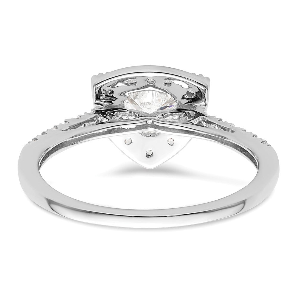 0.50ct. CZ Solid Real 14K White Gold Trillion Halo Engagement Ring