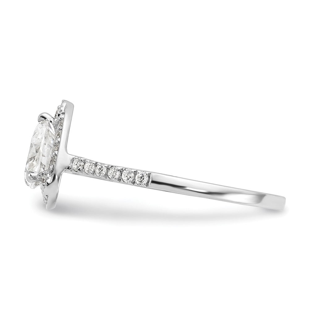 1.00ct. CZ Solid Real 14K White Gold Trillion Halo Engagement Ring