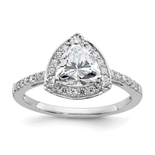 1.00ct. CZ Solid Real 14K White Gold Trillion Halo Engagement Ring