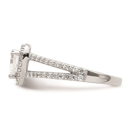 0.50ct. CZ Solid Real 14K White Gold Heart Halo Engagement Ring