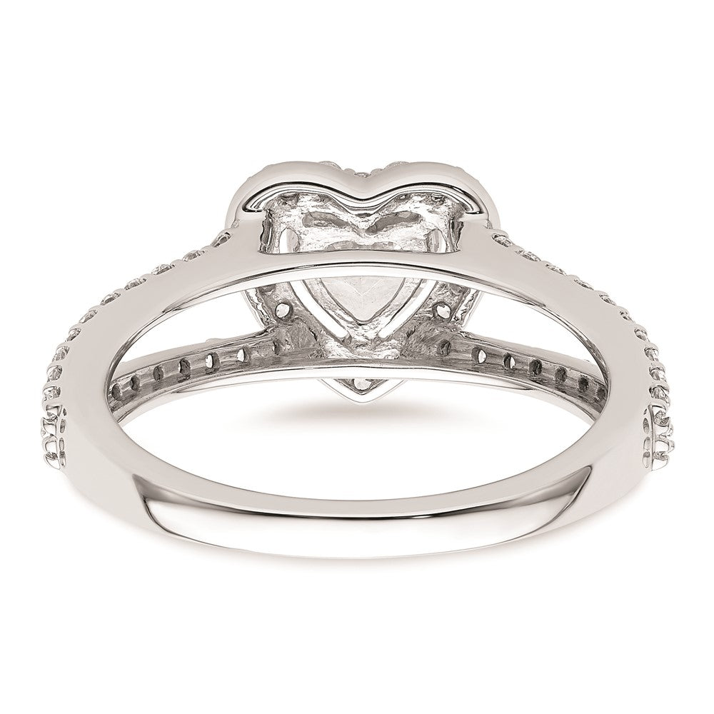 0.50ct. CZ Solid Real 14K White Gold Heart Halo Engagement Ring