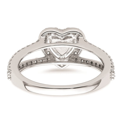 0.50ct. CZ Solid Real 14K White Gold Heart Halo Engagement Ring