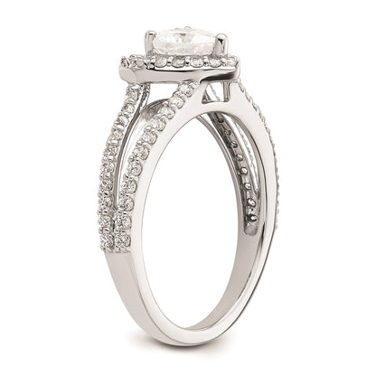 0.50ct. CZ Solid Real 14K White Gold Heart Halo Engagement Ring