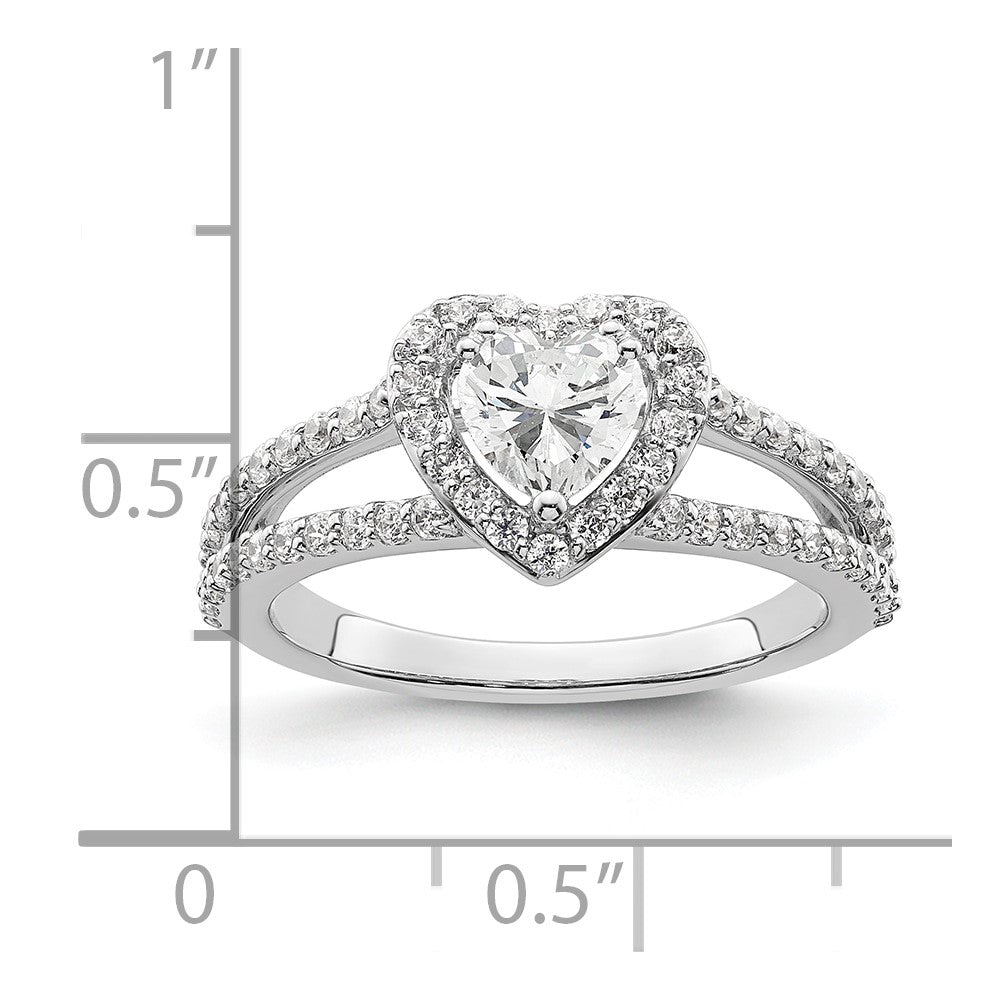 0.50ct. CZ Solid Real 14K White Gold Heart Halo Engagement Ring