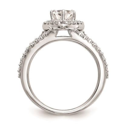 1.00ct. CZ Solid Real 14K White Gold Heart Halo Engagement Ring