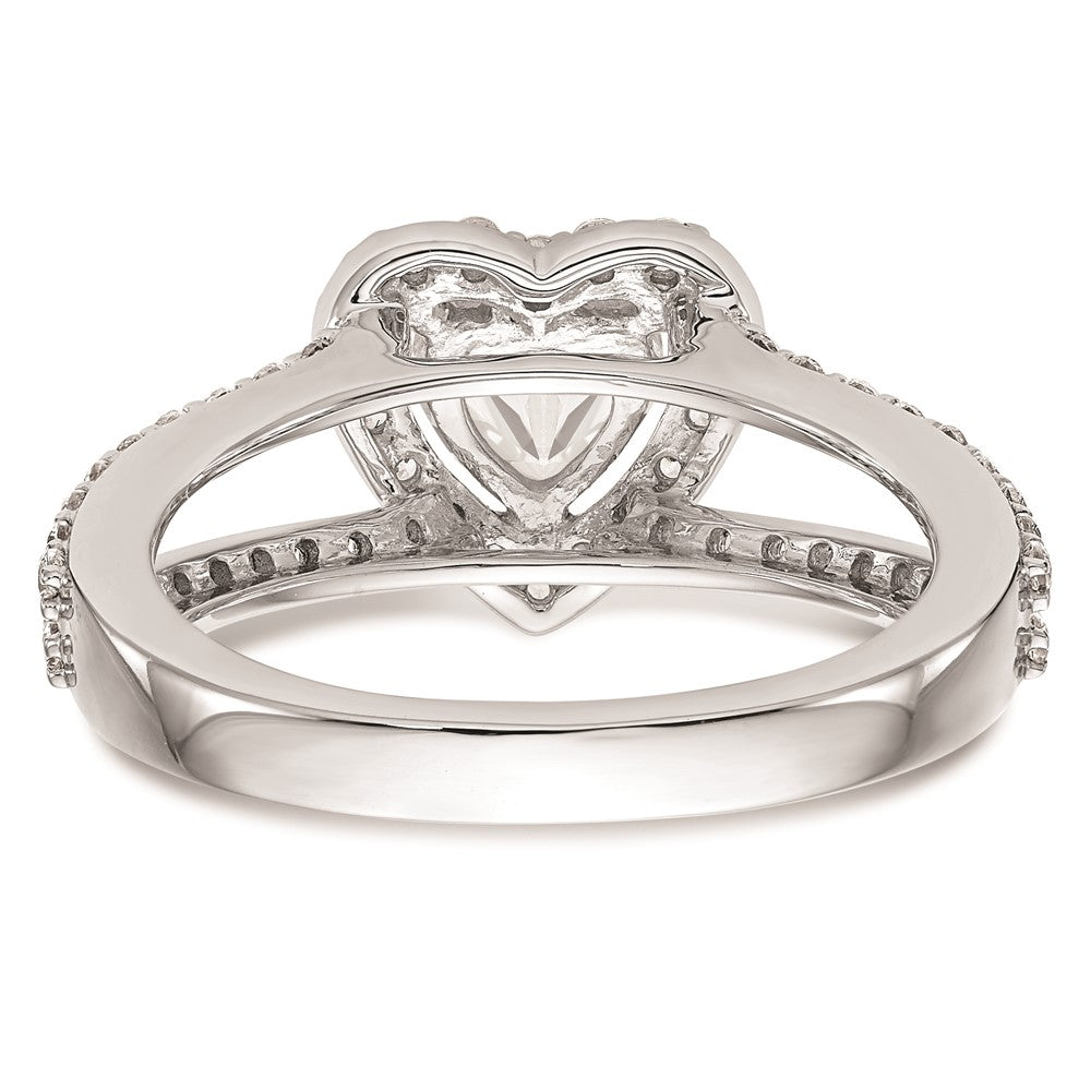 1.00ct. CZ Solid Real 14K White Gold Heart Halo Engagement Ring