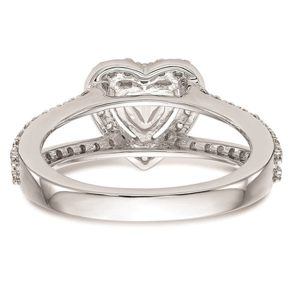 1.00ct. CZ Solid Real 14K White Gold Heart Halo Engagement Ring