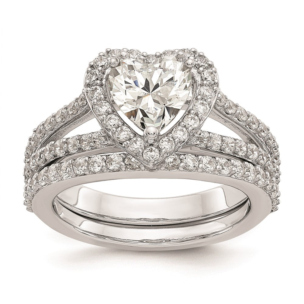 1.00ct. CZ Solid Real 14K White Gold Heart Halo Engagement Ring