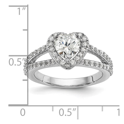 1.00ct. CZ Solid Real 14K White Gold Heart Halo Engagement Ring