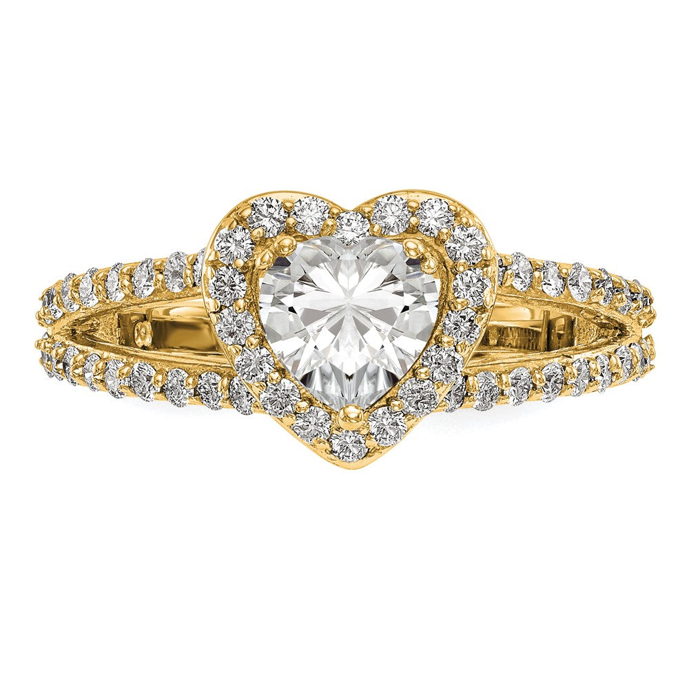 1.00ct. CZ Solid Real 14K Yellow Gold Heart Halo Engagement Ring
