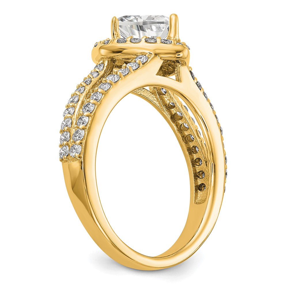 1.00ct. CZ Solid Real 14K Yellow Gold Heart Halo Engagement Ring