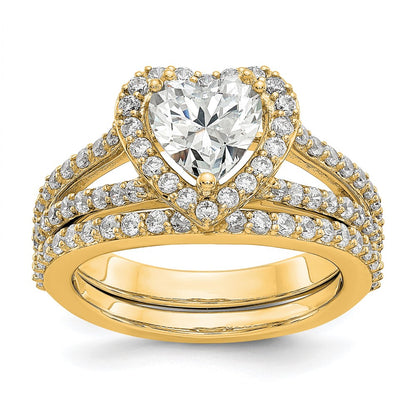 1.00ct. CZ Solid Real 14K Yellow Gold Heart Halo Engagement Ring