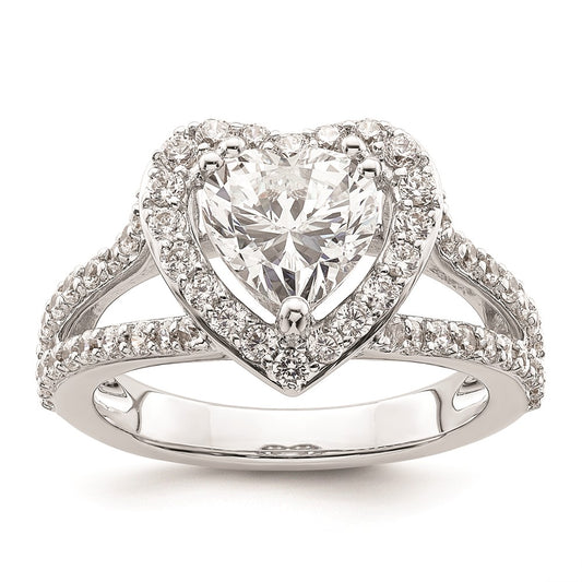 1.50ct. CZ Solid Real 14K White Gold Heart Halo Engagement Ring